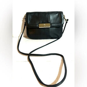 Coach black leather crossbody handbag